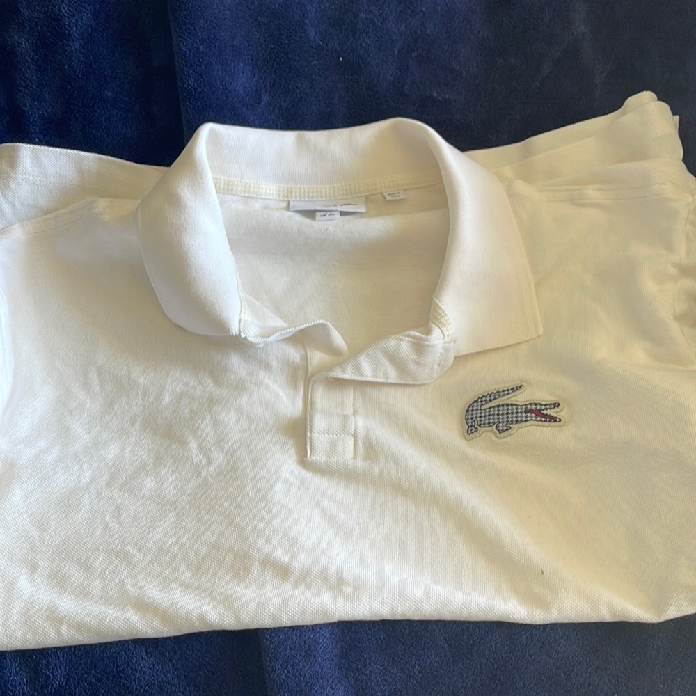 New Lacoste white polo with large alligator